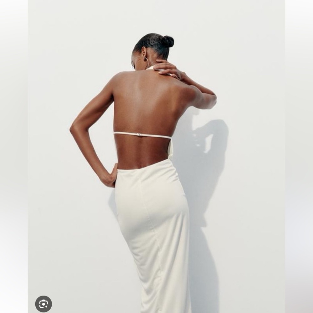 Zara Drapped Halter Dress in White - Picture 4 of 9